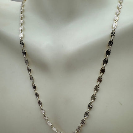 Vintage Silver Necklace |16 Inch Sterling Silver Hammered Link Chain Necklace for Him for Her or for Anyone