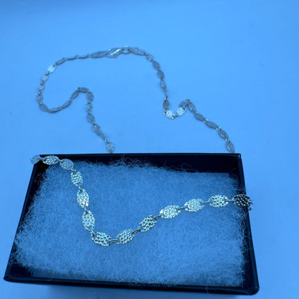 Vintage Silver Necklace |16 Inch Sterling Silver Hammered Link Chain Necklace for Him for Her or for Anyone