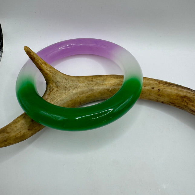 Vintage Green Jade Purple Bangle Bracelet | Aventurine Crystal Lucky Green Jade Bracelet | Bracelet