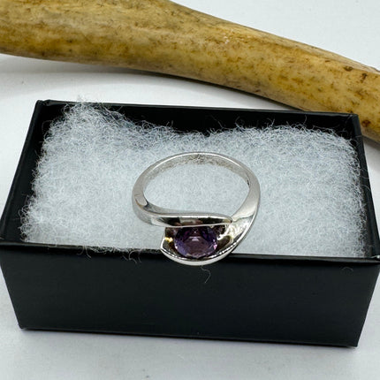 Vintage Purple Amethyst Ring Band 925 Sterling Silver