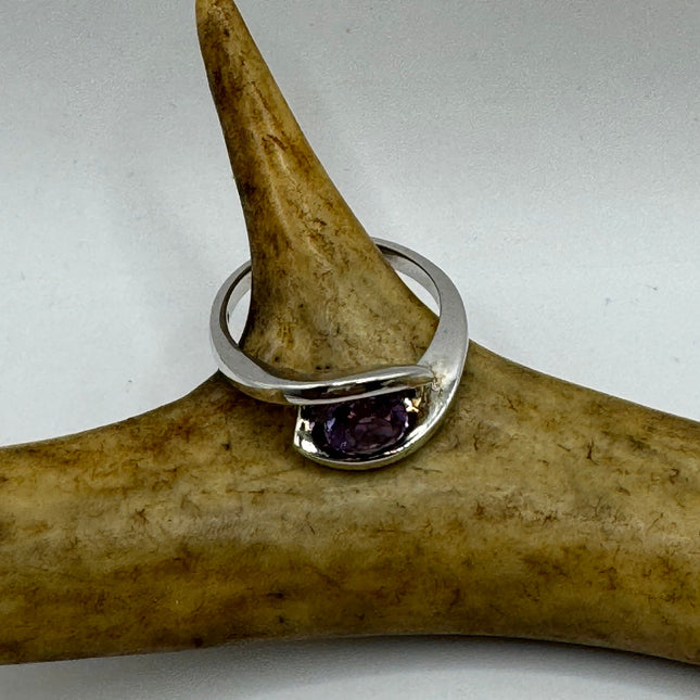 Vintage Purple Amethyst Ring Band 925 Sterling Silver
