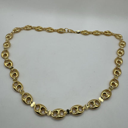Vintage Gold Bracelet | 9k GF Flat Mariner Anchor Chain Link for Stacking Layered Everyday Jewelry