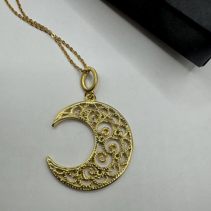Vintage Gold Moon Crescent on a Chain Necklace |9k GF |Delicate Everyday Choker