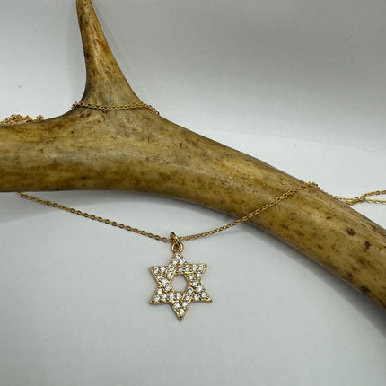 Vintage Silver Star of David Pendant Necklace | 925 Sterling Silver Jewish Star Statement Charm Necklace