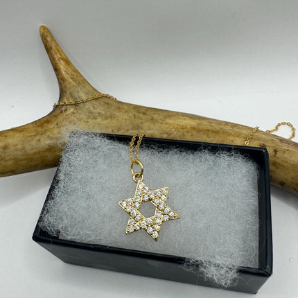 Vintage Silver Star of David Pendant Necklace | 925 Sterling Silver Jewish Star Statement Charm Necklace