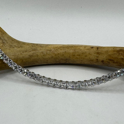 Vintage Silver Tennis Bracelet | Crystal Diamond Cubic Zirconia | 925 Sterling Silver