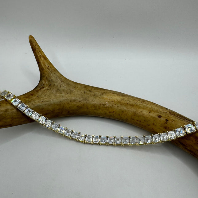 Vintage Silver Tennis Bracelet | Crystal Diamond Cubic Zirconia | 925 Sterling Silver