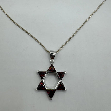 Vintage Silver Star of David Pendant Necklace | 925 Sterling Silver Jewish Star Statement Charm Necklace