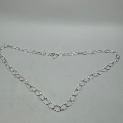 Vintage Silver Necklace Sterling Silver Hammered Link Chain Necklace for Him for Her or for Anyone