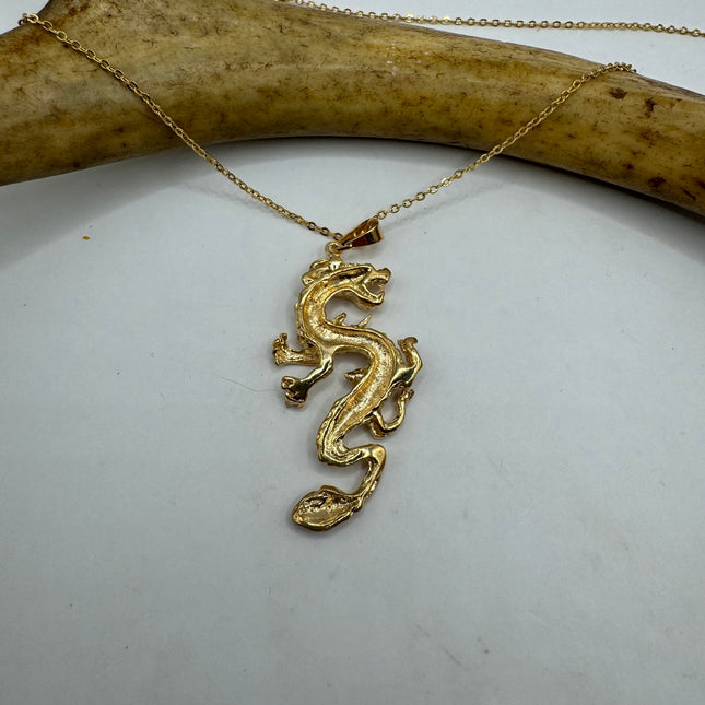 Vintage Gold Filled Dragon Necklace Link Chain Necklace for Him for Her or for Anyone