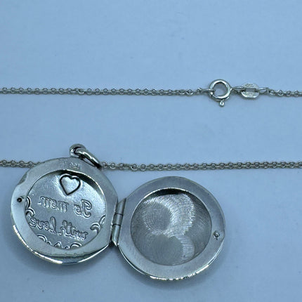 Vintage Silver Locket | Tiny Silver Heart Photo Memory Charm Pendant | 925 Sterling Silver Delicate Chain | Small Photo Mini Memory Necklace
