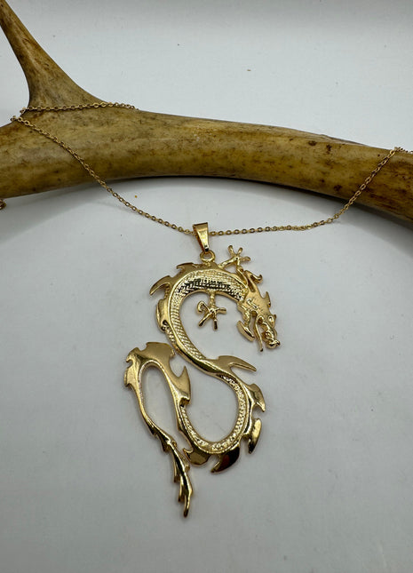 Vintage Gold Filled Dragon Necklace Link Chain Necklace for Him for Her or for Anyone