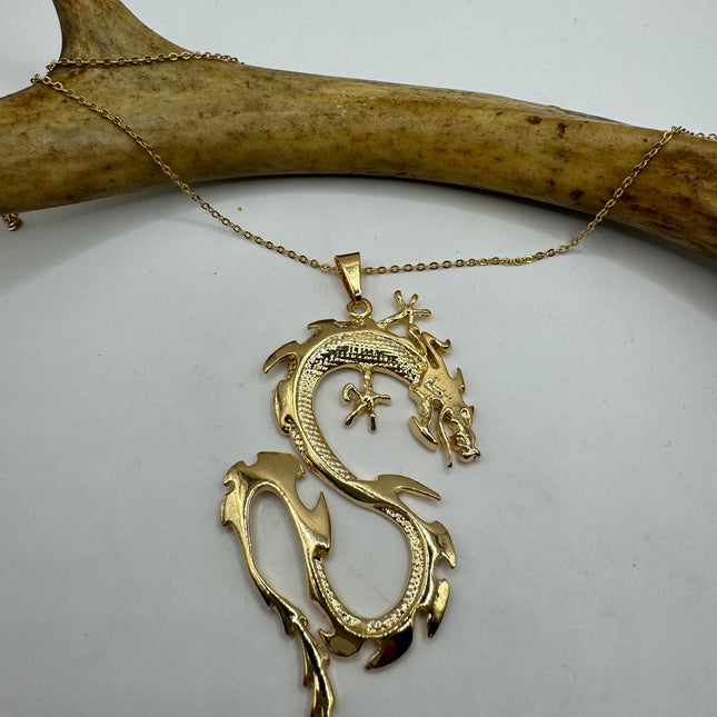 Vintage Gold Filled Dragon Necklace Link Chain Necklace for Him for Her or for Anyone