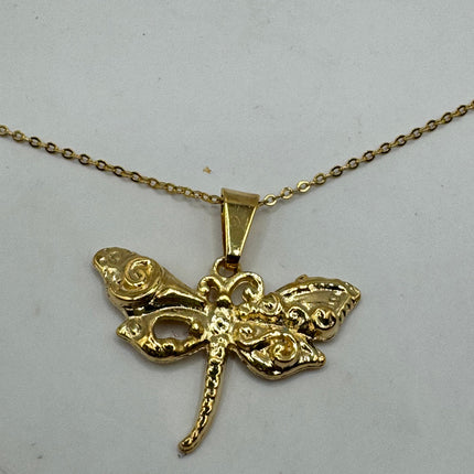 Vintage Gold Filled Dragonfly Necklace Link Chain Necklace for Him for Her or for Anyone