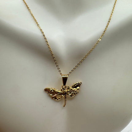 Vintage Gold Filled Dragonfly Necklace Link Chain Necklace for Him for Her or for Anyone