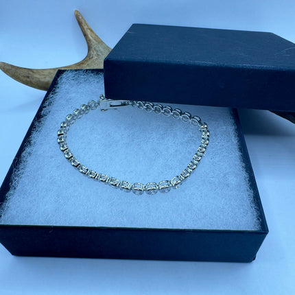 Vintage Tennis Bracelet | Bezel Set Cubic Zirconia Crystal Diamond Gemstone | 925 Sterling Silver Stackable Tennis Bracelet