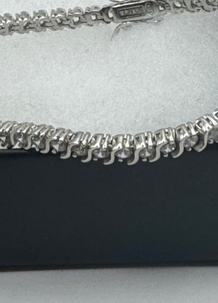 Vintage Silver Tennis Bracelet | Crystal Diamond Cubic Zirconia | 925 Sterling Silver