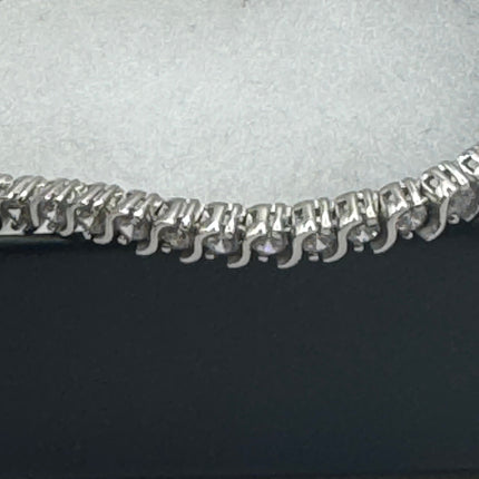 Vintage Silver Tennis Bracelet | Crystal Diamond Cubic Zirconia | 925 Sterling Silver