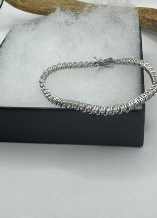 Vintage Silver Tennis Bracelet | Crystal Diamond Cubic Zirconia | 925 Sterling Silver