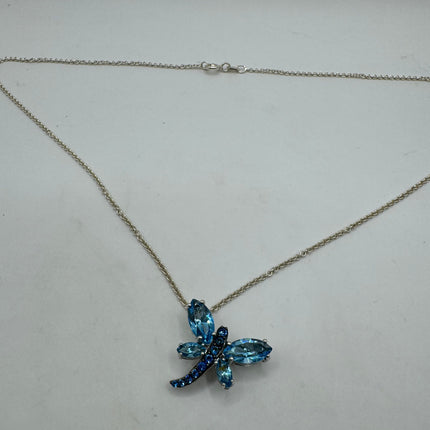 Vintage tiny blue fire oon a 925 sterling silver chain minimalist necklace