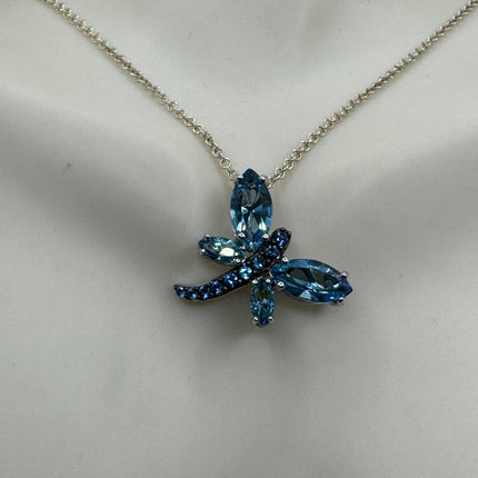 Vintage tiny blue fire oon a 925 sterling silver chain minimalist necklace