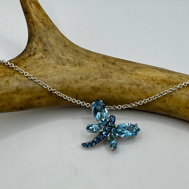 Vintage tiny blue fire oon a 925 sterling silver chain minimalist necklace