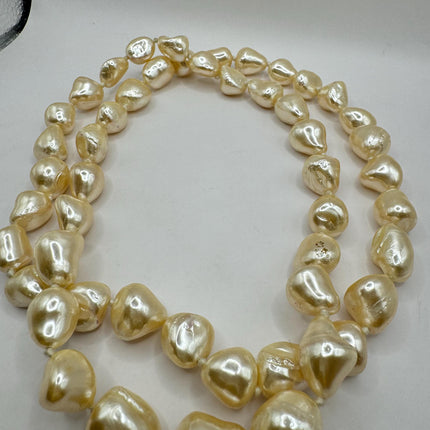 Vintage Pearl Necklace | Hand Knotted Pink Pearl Gemstone 40 Inch Jump Rope Length Elegant Statement Layering Necklace