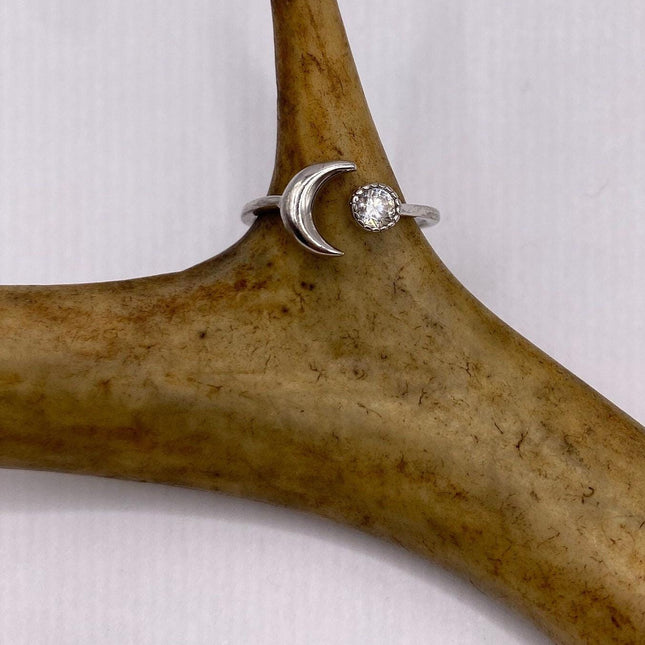 Vintage Moon and Star of Islam Cocktail Ring Band 925 Sterling Silver