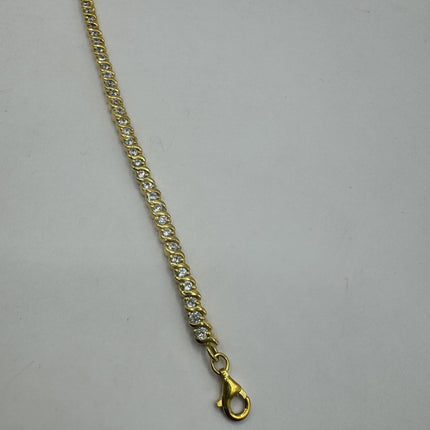 Vintage Gold Tennis Bracelet | Bezel Set Cubic Zirconia Crystal Diamond Gemstone | Golden 925 Sterling Silver Stackable Tennis Bracelet