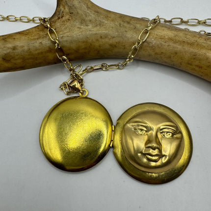 Vintage Tiny Gold Heart Photo Locket 9K Gold Filled Memory Charm Engraved with Tiny Heart and "LOVE" engraved on Delicate Gold Chain