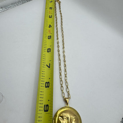 Vintage Tiny Gold Heart Photo Locket 9K Gold Filled Memory Charm Engraved with Tiny Heart and "LOVE" engraved on Delicate Gold Chain