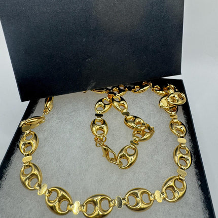 Vintage Gold Bracelet | 9k GF Flat Mariner Anchor Chain Link for Stacking Layered Everyday Jewelry