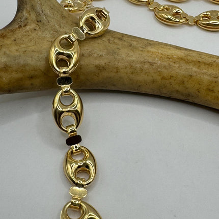 Vintage Gold Bracelet | 9k GF Flat Mariner Anchor Chain Link for Stacking Layered Everyday Jewelry