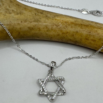 Vintage Silver Star of David Pendant Necklace | 925 Sterling Silver Jewish Star Statement Charm Necklace