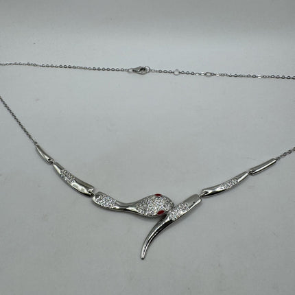 Tiny Silver Snake Pendant Necklace | 925 Sterling Silver Dainty Chain Serpent Charm Necklace