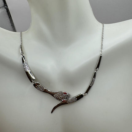 Tiny Silver Snake Pendant Necklace | 925 Sterling Silver Dainty Chain Serpent Charm Necklace