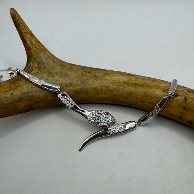 Tiny Silver Snake Pendant Necklace | 925 Sterling Silver Dainty Chain Serpent Charm Necklace