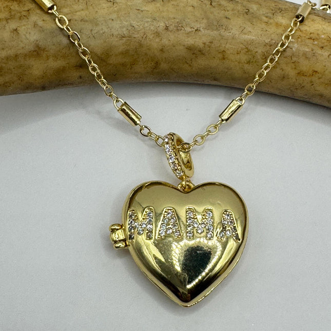Vintage Gold Locket | Tiny Etched Heart Charm 9K GF Gold Chain | Mini Dainty Memory Pendant Necklace