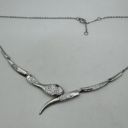 Tiny Silver Snake Pendant Necklace | 925 Sterling Silver Dainty Chain Serpent Charm Necklace