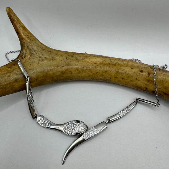 Tiny Silver Snake Pendant Necklace | 925 Sterling Silver Dainty Chain Serpent Charm Necklace