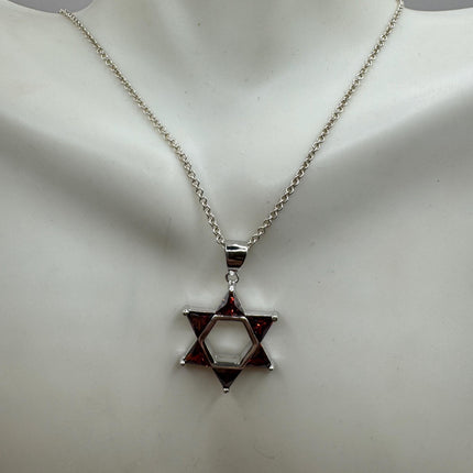 Vintage Silver Star of David Pendant Necklace | 925 Sterling Silver Jewish Star Statement Charm Necklace