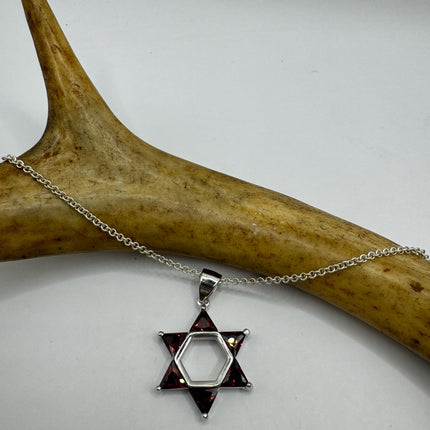 Vintage Silver Star of David Pendant Necklace | 925 Sterling Silver Jewish Star Statement Charm Necklace