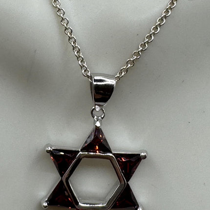 Vintage Silver Star of David Pendant Necklace | 925 Sterling Silver Jewish Star Statement Charm Necklace