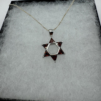 Vintage Silver Star of David Pendant Necklace | 925 Sterling Silver Jewish Star Statement Charm Necklace