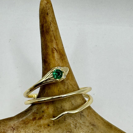 Vintage Gold Snake Ring | 9k Gold Filled Band | Unique Gift or Statement Serpent Ring