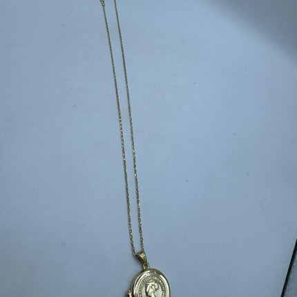 Vintage Gold Locket | Tiny Gold Coin Photo Memory Charm Pendant | 925 Sterling Silver Delicate Chain | Small Photo Mini Memory Necklace