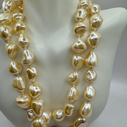Vintage Pearl Necklace | Hand Knotted Pink Pearl Gemstone 40 Inch Jump Rope Length Elegant Statement Layering Necklace