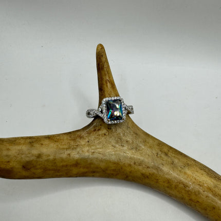 Vintage Gemstone Ring | Mystic Blue Topaz Crystal Birthstone Statement Ring | 925 Sterling Silver Band Engagement Promise Bride