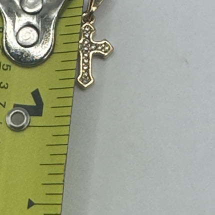 Vintage 9k Gold Filled Tiny Cross on a Gold Filled Chain Necklace - Diamond look, sparkle, minimalist, antique design