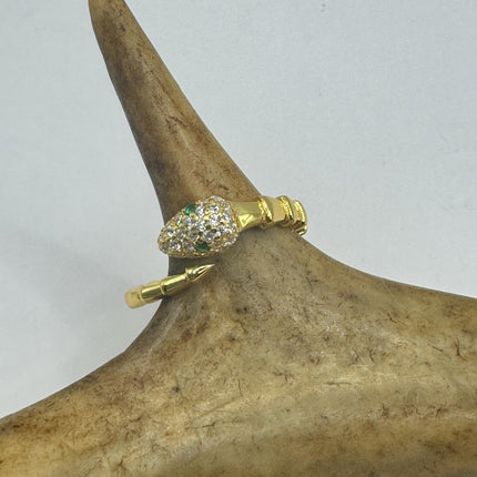 Vintage Tiny Gold Snake Ring | Gold 925 Sterling Silver | Unique Serpent Ring | Wedding Thumb Band - Free US Shipping!